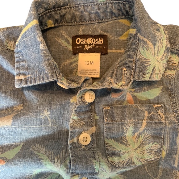 **SOLD** Osh Kosh Boys 12 Month Button Front Romper Bundle 100% Cotton - Picture 3 of 9